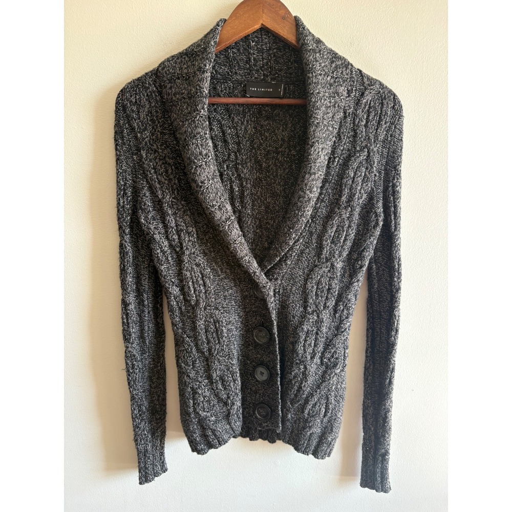 The Limited Gray Marled Shawl Collar Cardigan Sweater